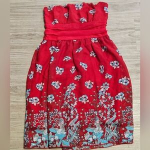 Gorgeous Red Halter Chiffon Floral Dress - Sz 8